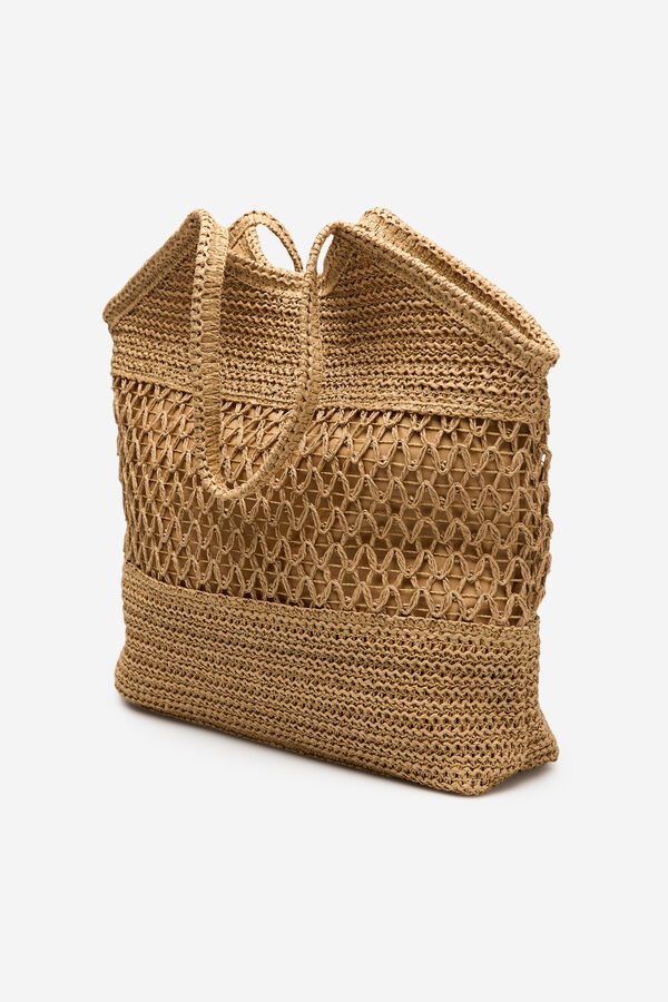 Cortefiel Herringbone print tote bag Brown