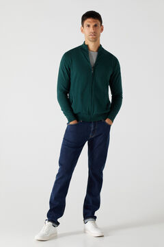 Cortefiel Cotton/cashmere zip-up cardigan Pistachio green
