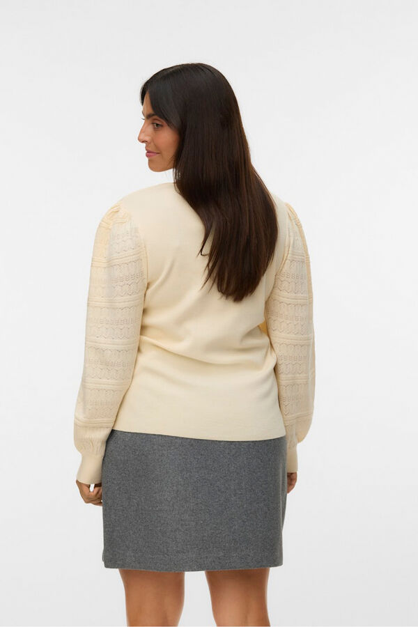 Vero Moda Curve Camisola de renda com malha de manga plus size Cinzento