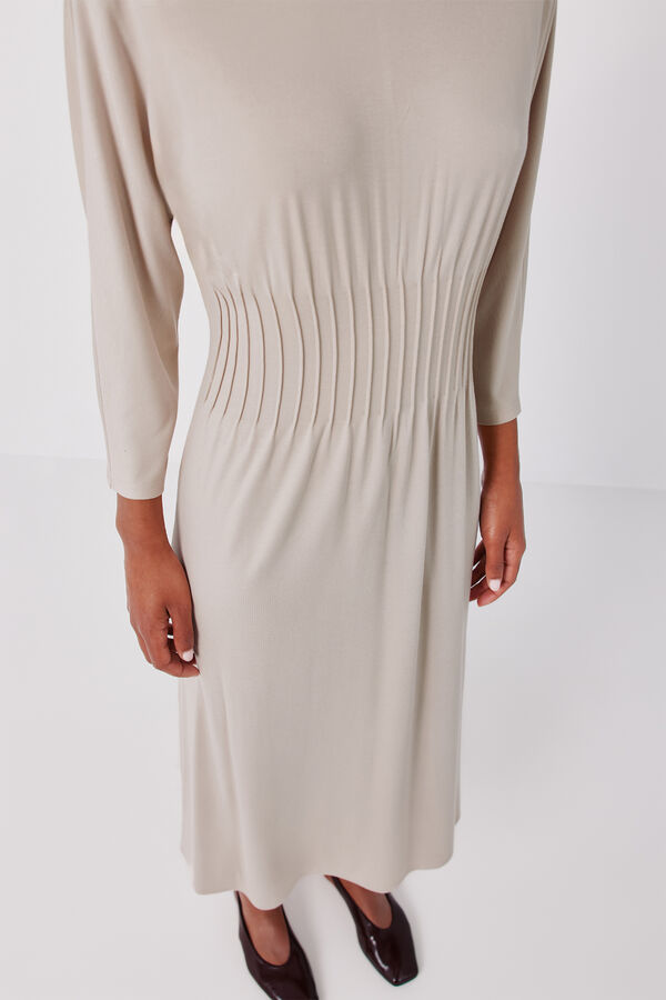 Cortefiel Pleated dress Nude