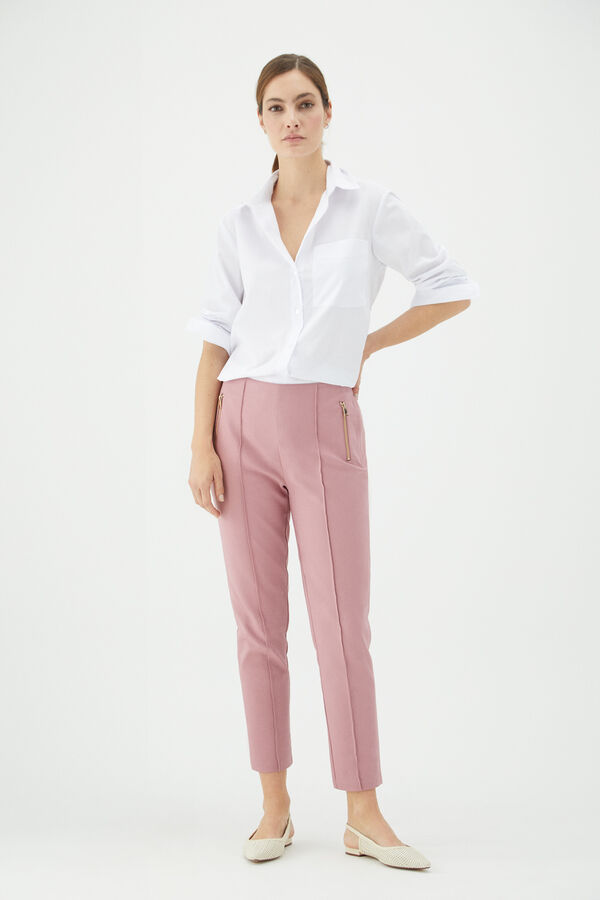 Cortefiel Elasticated trousers Pink