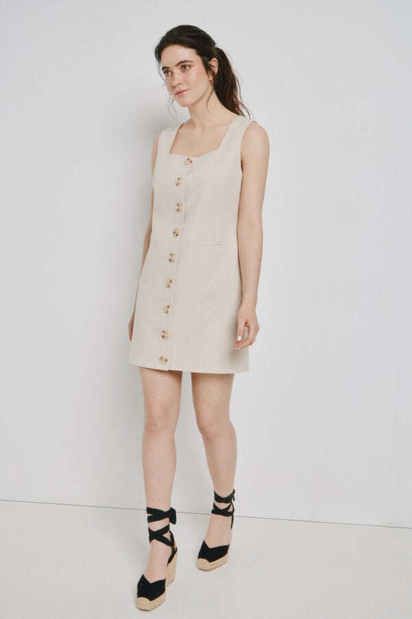 Vero Moda Vestido corto de algod&oacute;n Beige
