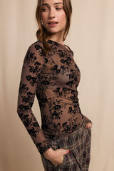 Slowlove Top escote asimétrico Marrón oscuro