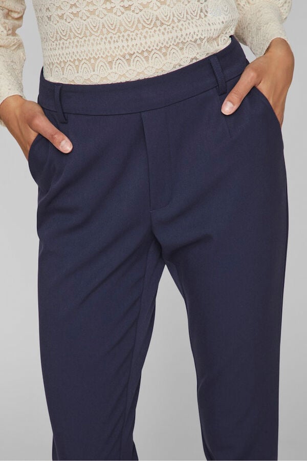 Vila Cal&ccedil;a de vestir capri em viscose Azul