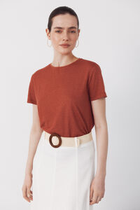 Cortefiel Linen -shirt with lurex neckline