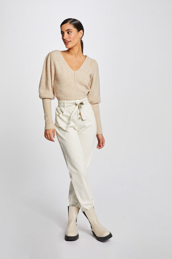 Morgan Jumper with long puffed sleeves Beige