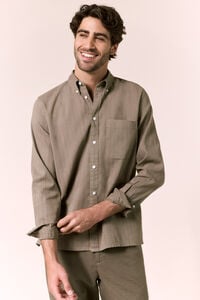 OOTO Camisa de linho de manga comprida &agrave;s riscas