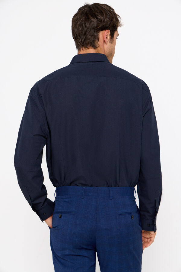 Cortefiel Slim fit easy-iron ottoman dress shirt Navy