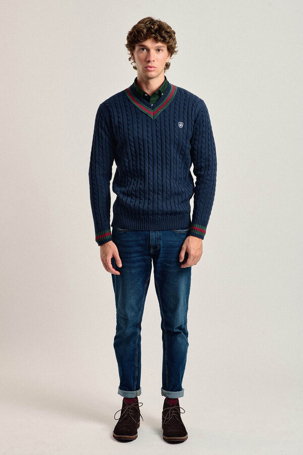 Valecuatro Valecuatro navy blue cross-knit jersey Navy