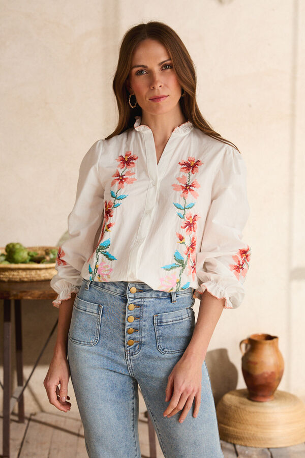 Pol&iacute;n Et Moi Camisa bordada Fiona Ecru