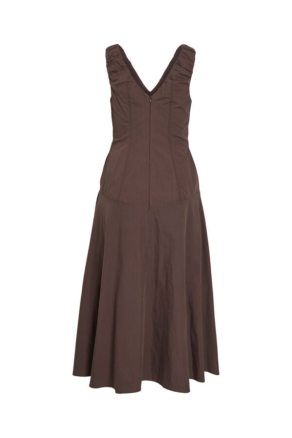 Vila Cotton long dress with straps Brown