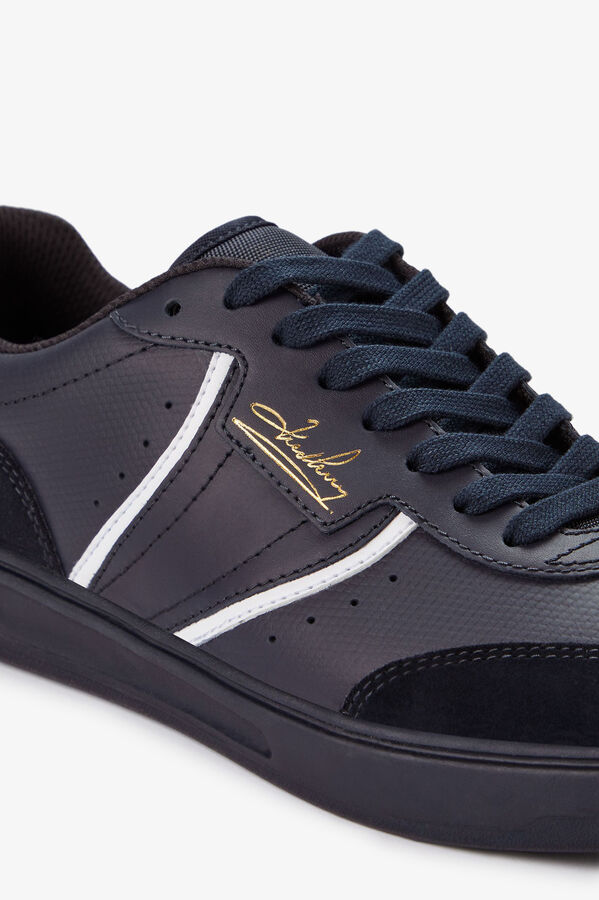 Fred Perry Tênis B4 em couro/camurça com relevo Azul