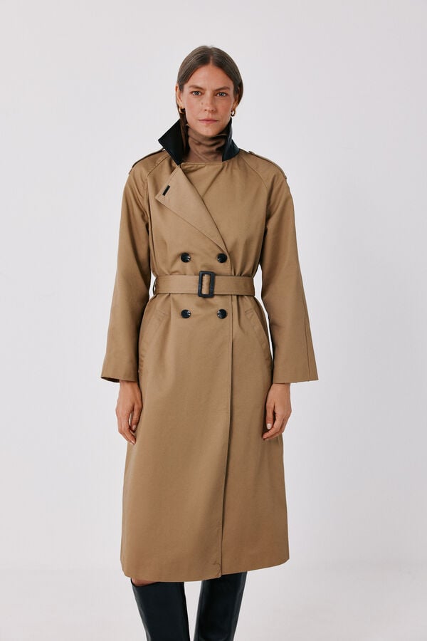 Cortefiel Long trench Beige