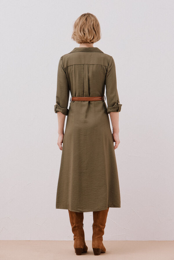 Cortefiel Belted shirt dress Kaki