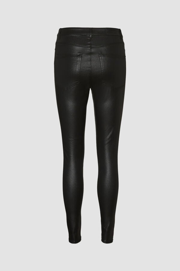 Cortefiel Women's coated trousers Black