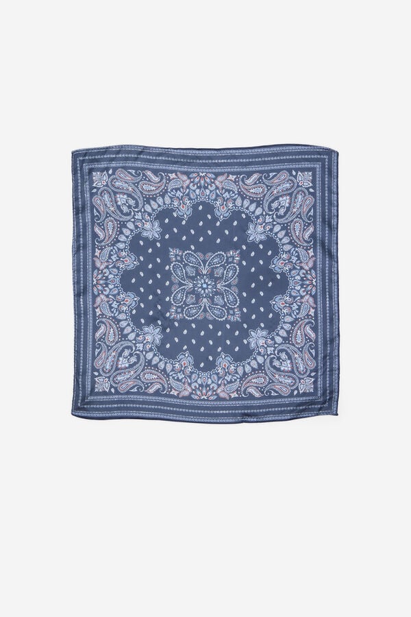 Cortefiel Satin paisley bandana Printed blue