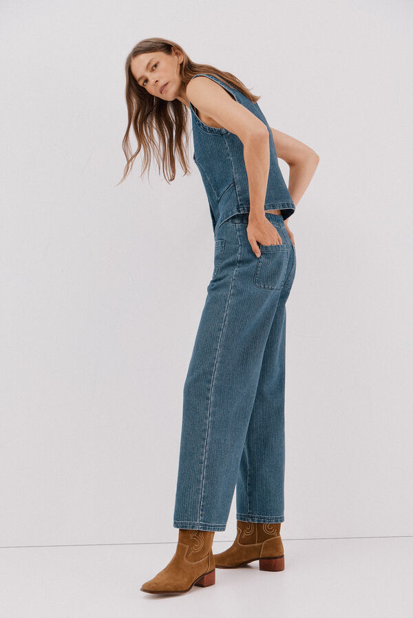 Cortefiel  textured marine trousers Blue