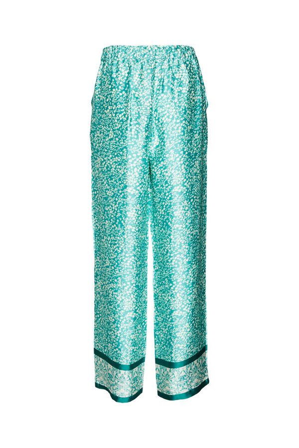 Cortefiel Long satin-effect trousers  Turquoise