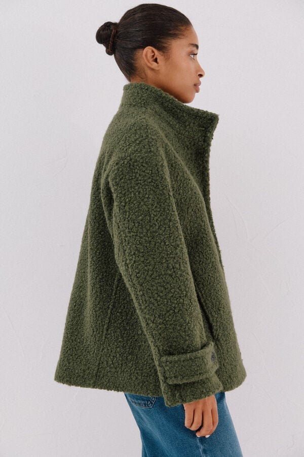 Cortefiel Short soft fabric coat Green