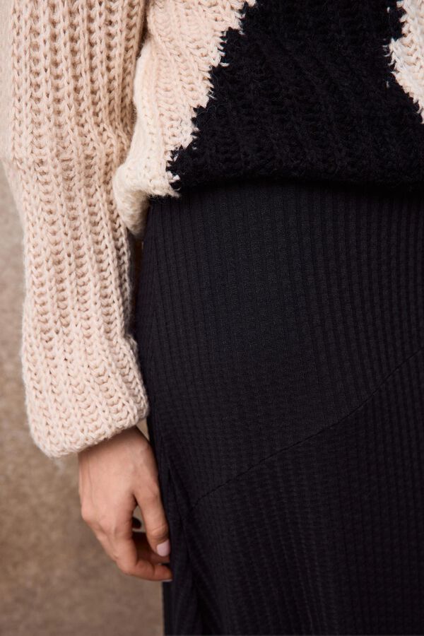 Slowlove Falda capa de punto Negro