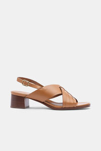 Cortefiel Plain brown leather sandals Brown