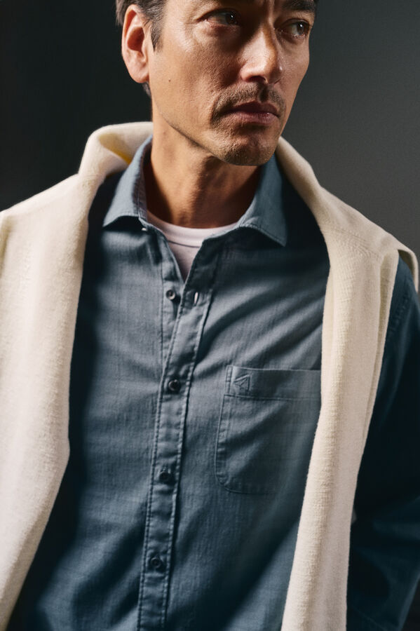 OOTO Camisa xadrez tingida Azul
