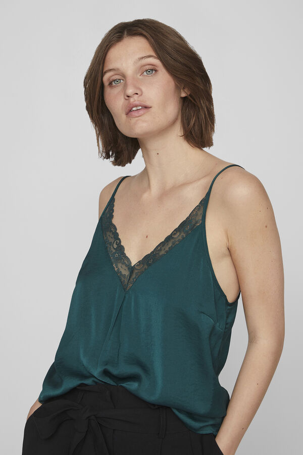 Cortefiel Fluid blouse with adjustable straps Green
