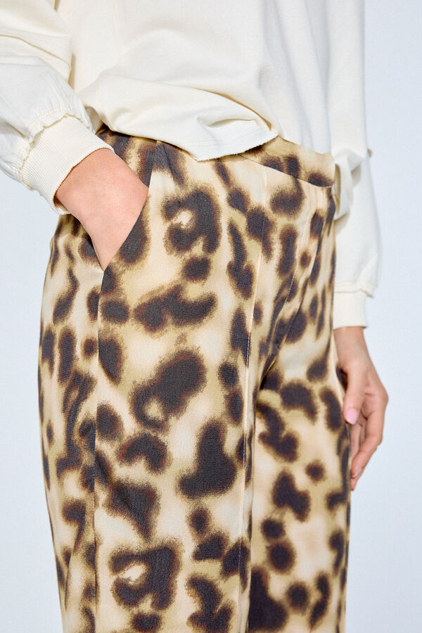 Slowlove Pantalón estampado flare Estampado marrón