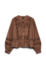 Vero Moda Blouse with lace and ruffles Dark brown