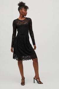 Cortefiel Long-sleeved lace dress Black
