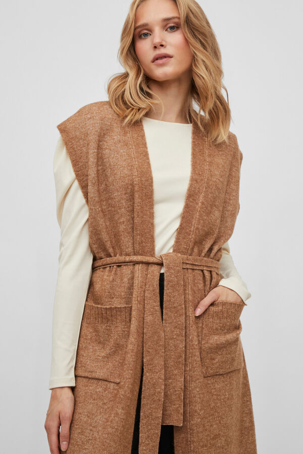 Vila Colete comprido de malha Tostado