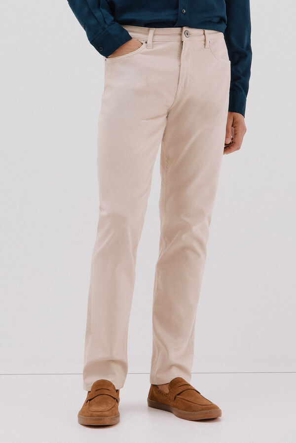 Cortefiel 5-pocket regular fit coloured trousers Beige