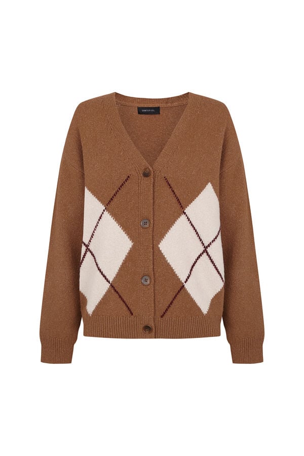 Cortefiel Positional argyle cardigan Maroon