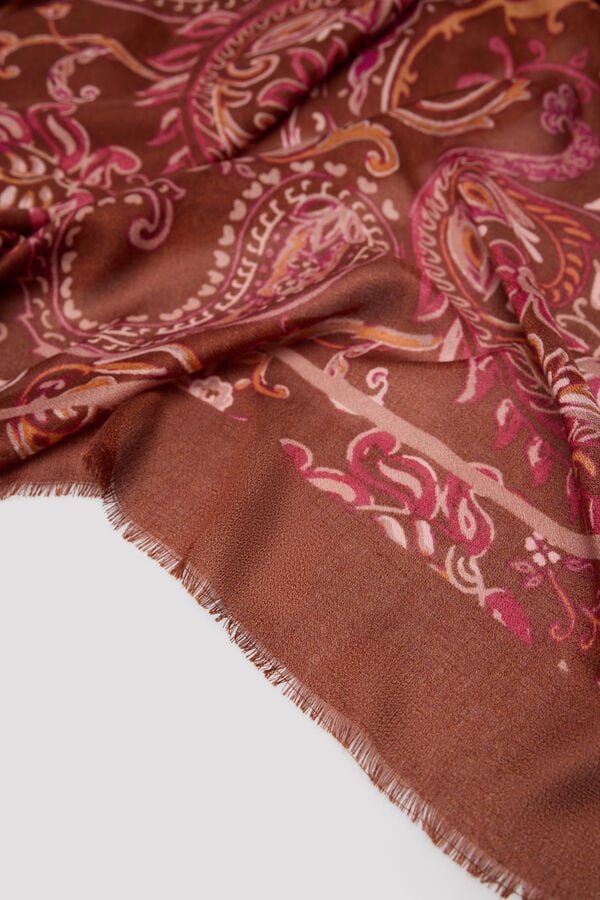 Cortefiel Len&ccedil;o quadrado paisley Laranja