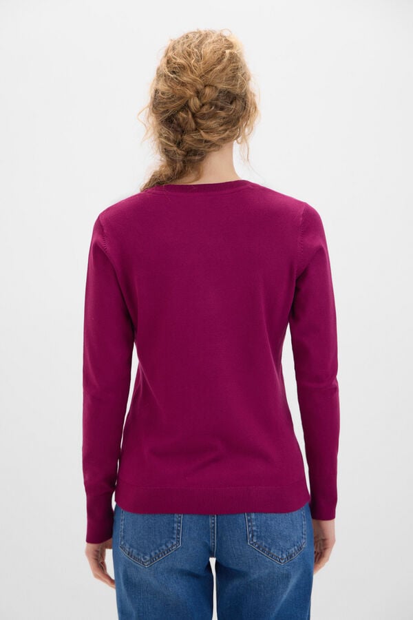 Cortefiel Round neck jumper Purple