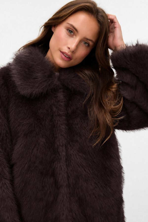 Vero Moda Faux fur jacket Dark brown