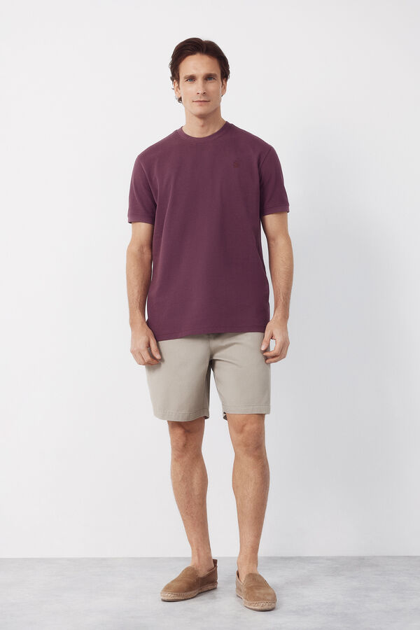 Cortefiel Piqu&eacute; basic T-shirt Pink