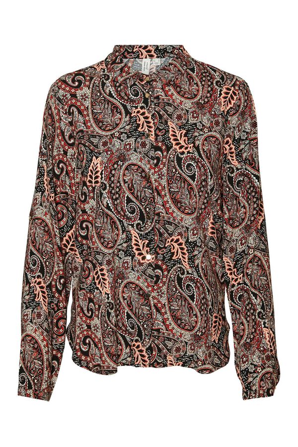 Vero Moda Camisa de manga comprida feminina com estampado paisley Vermelho