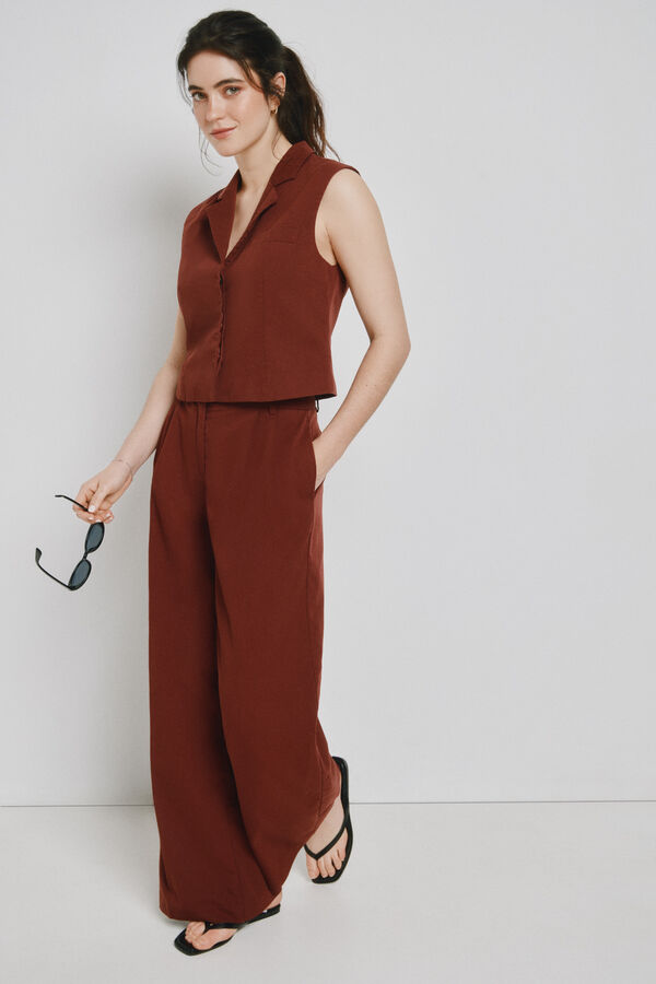 Vero Moda Chaleco de vestir Marr&oacute;n