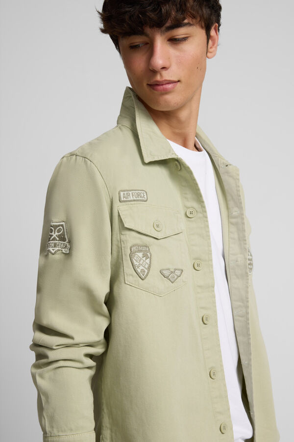 Silbon Sobrecamisa desgastada parches Verde