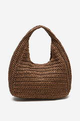 Cortefiel Braided hobo bag Dark brown