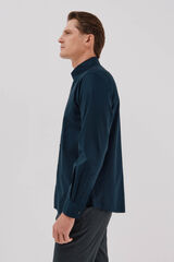 Cortefiel Plain tencel cotton shirt Navy
