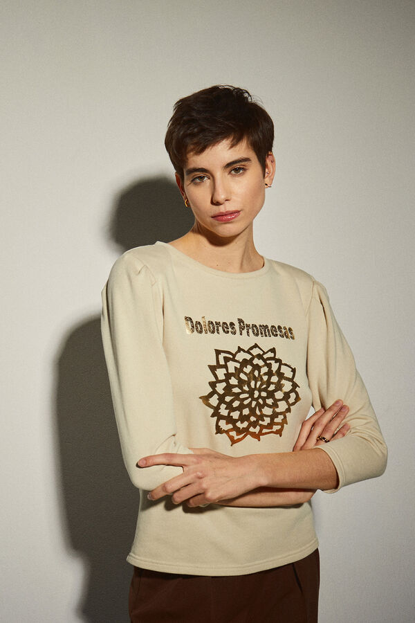 Dolores Promesas Ecru and Gold sweatshirt Beige