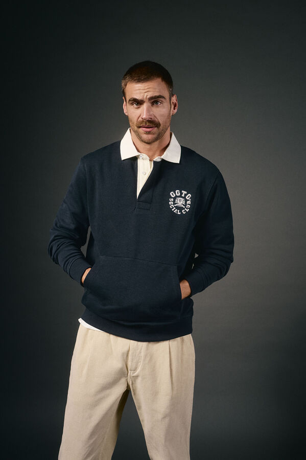 OOTO Polo rugby manga larga Azul marino