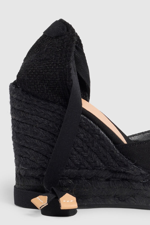 Casta&ntilde;er Alpercata cunha de juta tingida Preto