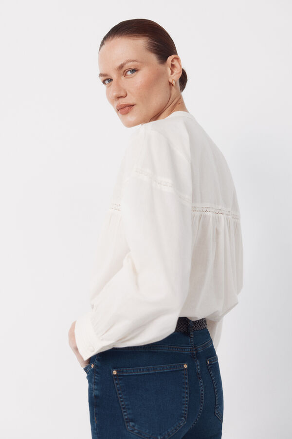 Cortefiel Embroidered blouse Ivory