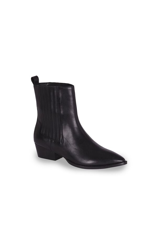 Cortefiel Elastic leather boot Black