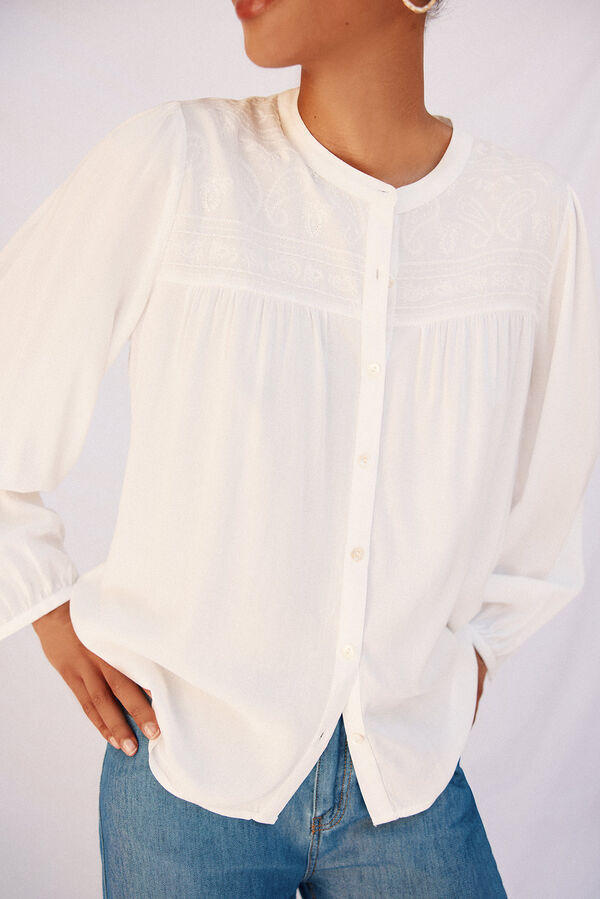 Cortefiel Blouse with embroidered detail White
