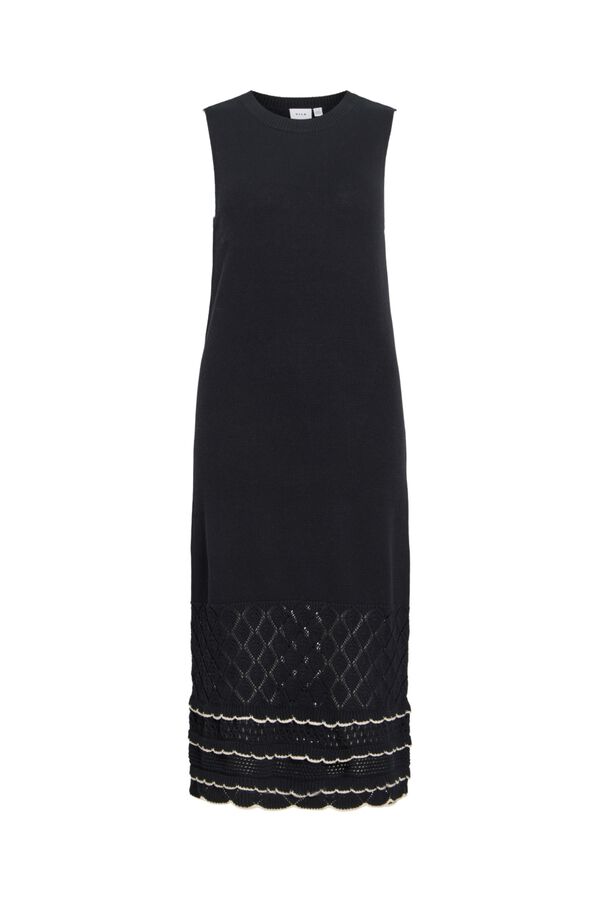 Vila Vestido comprido em malha de algod&atilde;o org&acirc;nico Preto