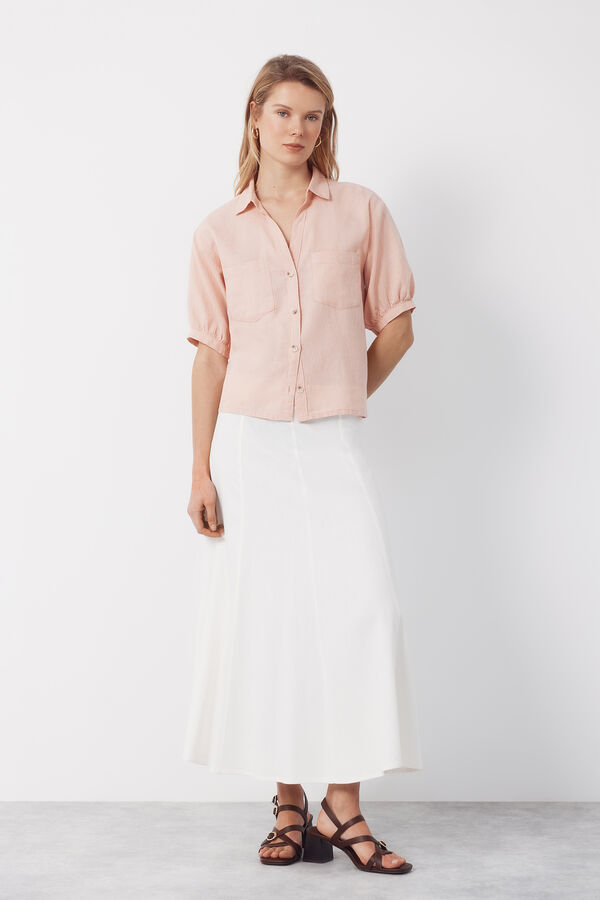 Cortefiel Rustic short sleeve shirt Pink